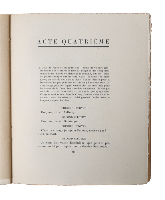La Duchesse de Padoue. Traduction de Cêcil George-Baziole. Eaux-fortes de Charles Martin. (Paris), Edition de la Banderole, 1926.