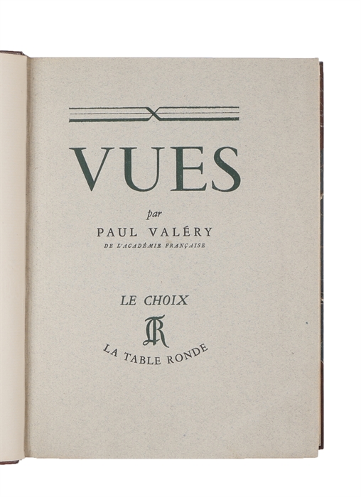 Vues. Avec un dessin de l'auteur gravé sur bois par Gilbert Poillot.