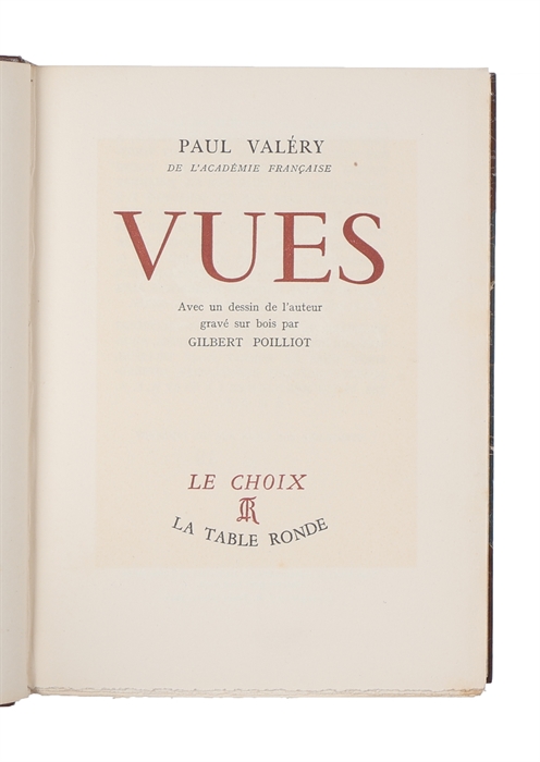 Vues. Avec un dessin de l'auteur gravé sur bois par Gilbert Poillot.