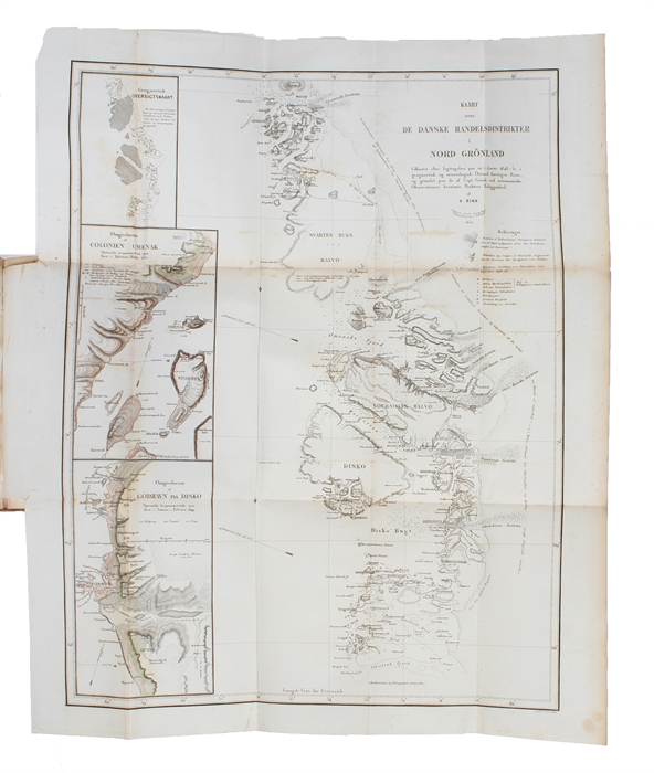 Grønland geographisk og statistisk beskrevet. 2 Bd. (i 3 dele, incl. Naturhist. Tillæg).(Bd.1: De danske Handelsdistrikter i Nordgrønland 1-2, Bd.2: Det Søndre Inspektorat + Naturhist. Tillæg).