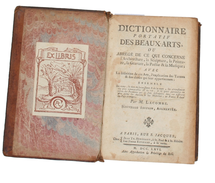 Dictionnaire portatif des Beaux-Arts, ou abregé de ce qui concerne L'Architecture, la Sculpture, la Peinture, la Gravure, la Poésie & la Musique...Nouvelle Édition, augmentée.