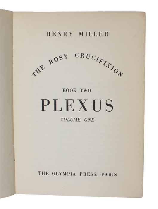 Plexus Volume One-Two. The Rosy Crucifixion Book Two. 2 vols.