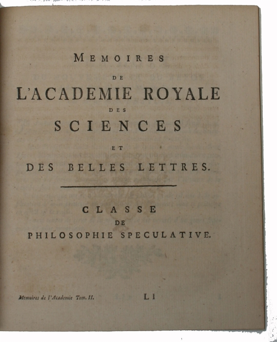 Les Loix du Mouvement et du Repos déduites d'un Principe Metaphysique. [In: "Mémoires de l'Academie Royale des Sciences et Belles Lettres. Année 1746"].