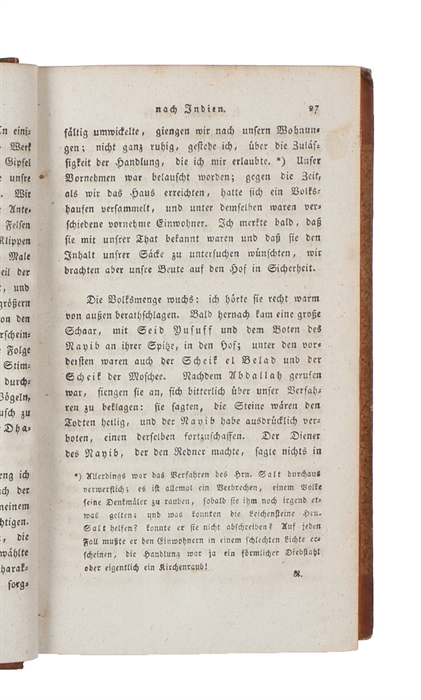 Reisen nach Indien, Ceylon, dem rothen Meere, Abyssinien und Aegypten, in den Jahren 1802, 1803, 1804, 1805 u. 1806. Aus dem Englischen im Auftrage übersetzt und mit einigen Anmerkungen begleitet von Freidrich Rühs. 1.-2. Theil. (2 Bde).