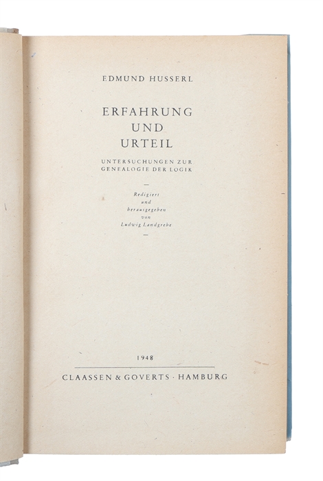 Erfahrung und Urteil, Untersuchungen zur Genealogie der Logik