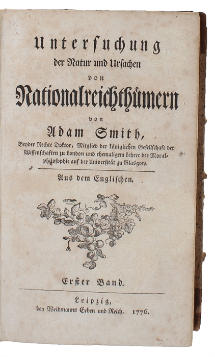 Untersuchung der Natur und Ursachen von Nationalreichthümern, Aus dem Englischen. 2 Bände.