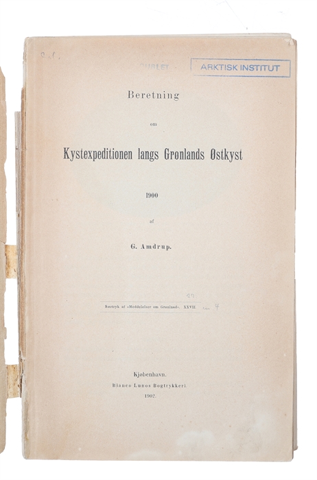 Beretning om Kystexspeditionen langs Grønlands Østkyst 1900.