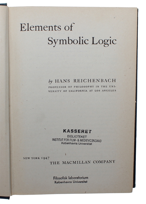Elements of Symbolic Logic.