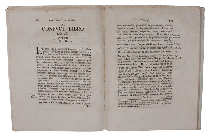 De Confucii Libro Chun cieu. Auctore T.S. Bayer. (Theophilus Siegfried Bayer).