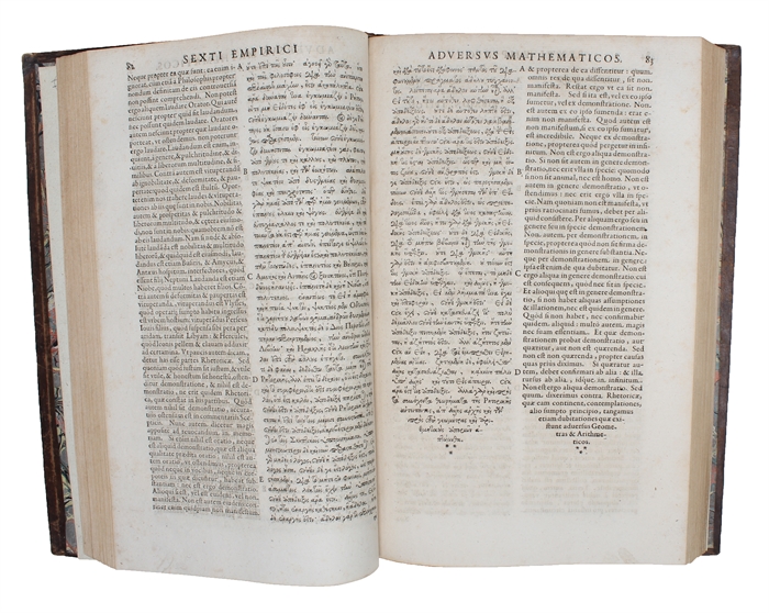 Opera quae extant. Magno ingenii acumine scripti; Pyrrhoniarum hypotyroseon(Greek) Libri III. Quibus in tres Philosophiae partes acerrimè inquiritur, Henrico Stephano Interprete: Adversus Mathematicos, hoc est, eos qui disciplinas profitentur, Libri X...