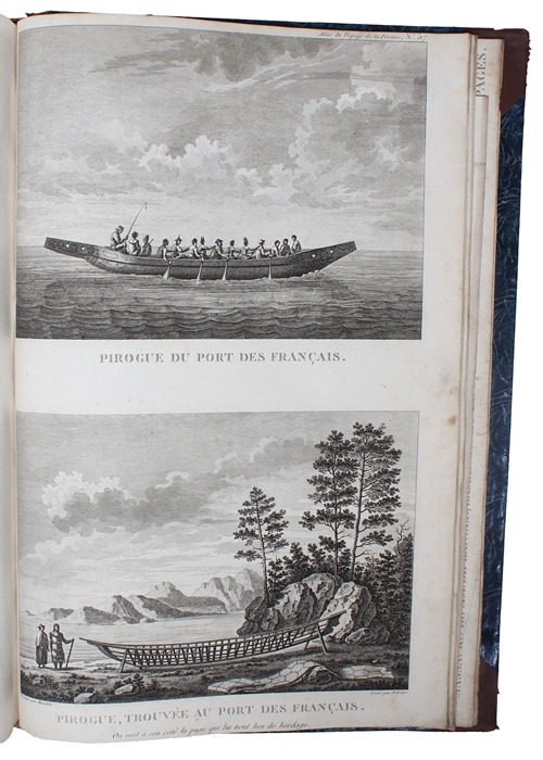 Voyage de La Pérouse autour du Monde, publié conformément au Décrets du 22 Avril 1791, et rédigé par M.L.A. Milet-Mureau. 4 Vols. + Atlas.