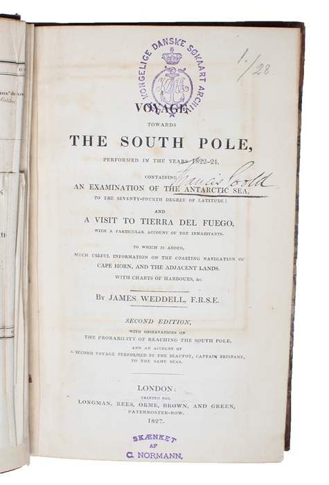 Voyage towards the South Pole, performed in the Years 1822-24. Containing an Examination of the Antarctic Sea, to the seventy-fourth Degree of Latitude: and a Visit to Tierra del Fuego, with a particular Account of the Inhabitants. To which is added, ...
