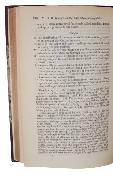 On the Law which has Regulated the Introduction of New Species. [In: The Annals and Magazine of Natural History. Second Series, Volume 16].