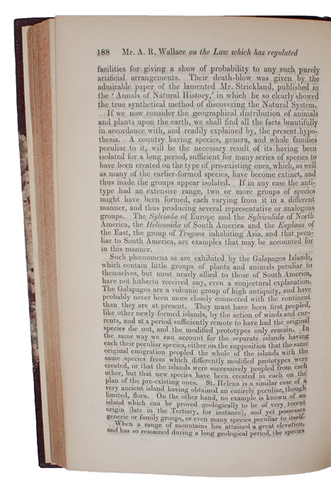 On the Law which has Regulated the Introduction of New Species. [In: The Annals and Magazine of Natural History. Second Series, Volume 16].