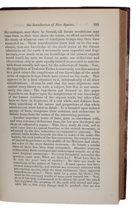 On the Law which has Regulated the Introduction of New Species. [In: The Annals and Magazine of Natural History. Second Series, Volume 16].