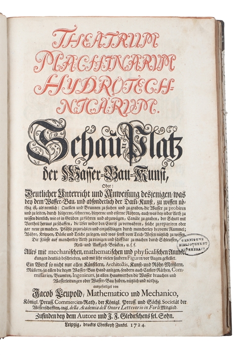 Theatrum Machinarum Generale. Schau=Platz des Grundes Mechanischer Wissenschaften...   Alles mit viel nütlichen Anmerkungen und besonderen neuen Inventionibus und Machinen vermehret, und mit vielen Figuren deutlich vor Augen gestellet... Bd. 1-9 (von 10)