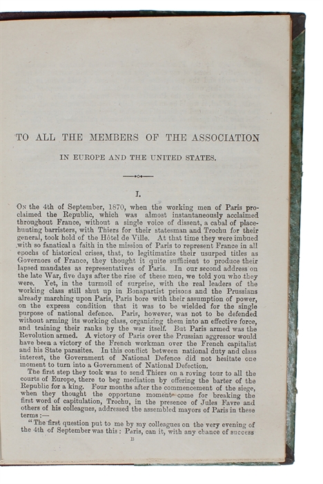 The Civil War in France. Address of the General Council of the International Working-Men's Association. 