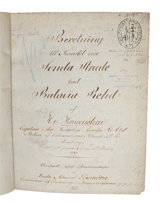 Beretning til Kaartet over Sonda Stræde samt Batavia Rehd (Translated from the French: "Mémoire sur une carte du détroit de la Sonde et de la rade de Batavia"