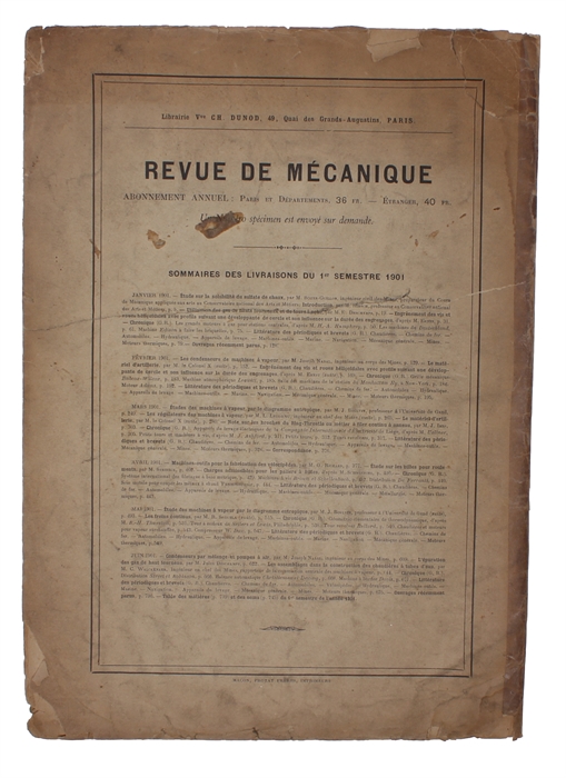 Sur la constuction des machines algébriques. Extrait de la Revue de Mécanique, nos de septembre-octobre 1901.