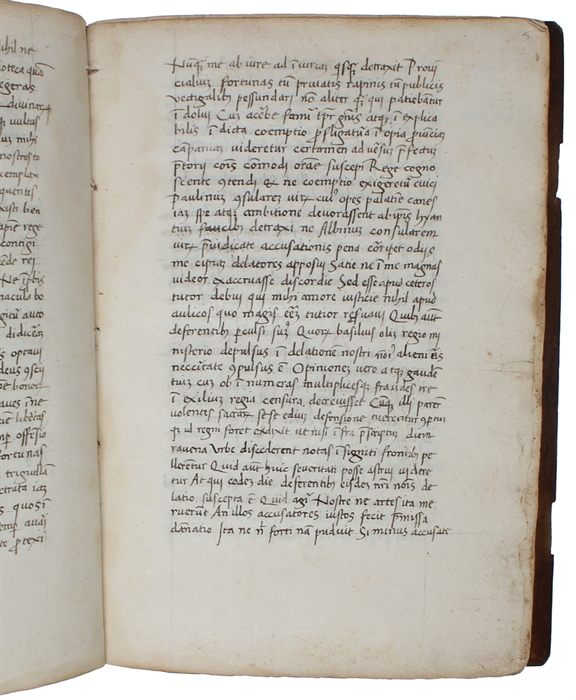 (De Consolatione Philosophiae / Consolation Philosophiae i.e. The Consolation of Philosophy). Original handwritten Medieval manuscript on paper. 