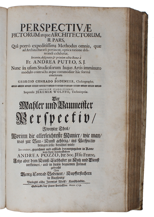 Perspectivae pictorum atque Architectorum / Der Mahler und Baumeister Perspectiv. 2 parts.