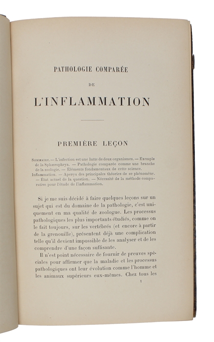 Leçons sur la pathologie comparée de l'inflammation faites à l'Institut Pasteur en Avril et Mai 1891-