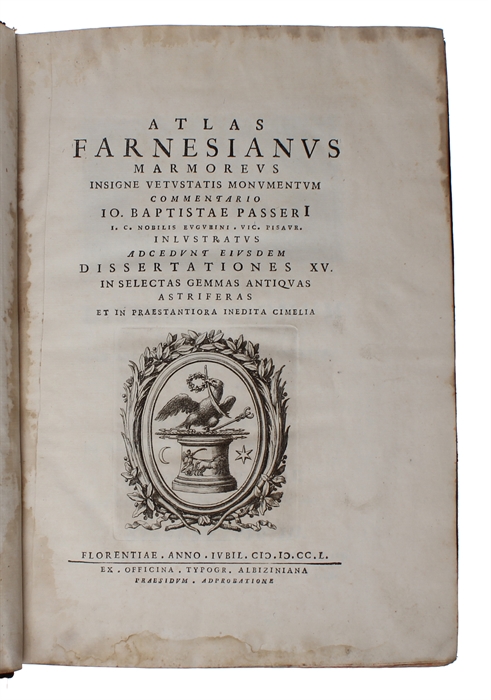 Thesaurus gemmarum antiquarum astriferarum quae e compluribus dactyliothecis selestae aereis tabulis cc. Insculptae observationibus inlustrantur sdiectis parergis adiectis parergis LX atlante farnesiano prolrgomenis diatribis III disertationibus XV [....