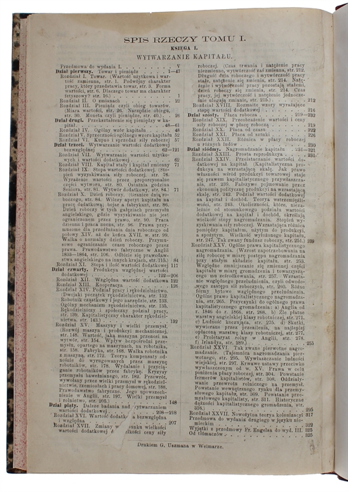 Kapital. Krytyka ekonomii politycznej. Tom Pierwszy. Ksiega I. Wytwarzanie kapitalu. 