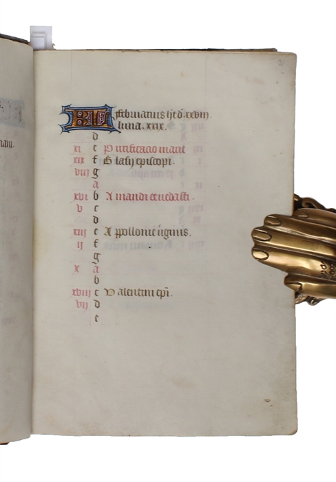 Illuminated Latin manuscript on vellum - complete and early fifteenth-century illuminated Book of Hours illuminated in Northern France or Belgium for use in personal devotions, most likely for someone with ties to Flanders.