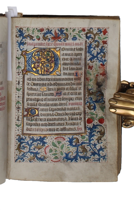 Illuminated Latin manuscript on vellum - complete and early fifteenth-century illuminated Book of Hours illuminated in Northern France or Belgium for use in personal devotions, most likely for someone with ties to Flanders.