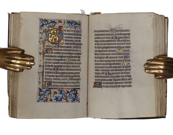 Illuminated Latin manuscript on vellum - complete and early fifteenth-century illuminated Book of Hours illuminated in Northern France or Belgium for use in personal devotions, most likely for someone with ties to Flanders.