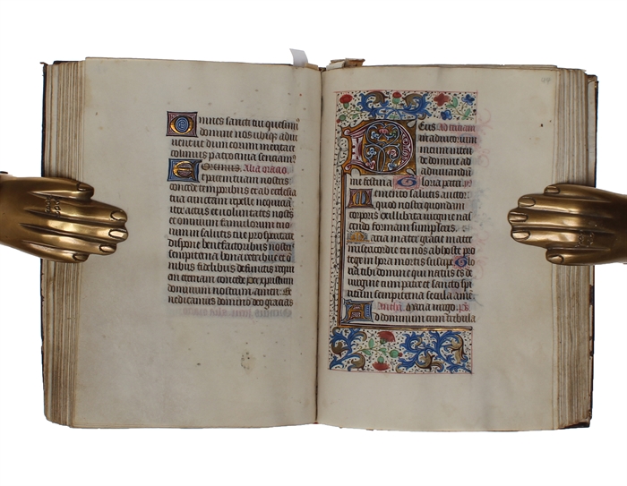 Illuminated Latin manuscript on vellum - complete and early fifteenth-century illuminated Book of Hours illuminated in Northern France or Belgium for use in personal devotions, most likely for someone with ties to Flanders.