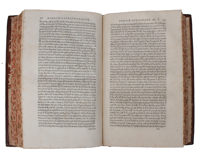 Romaikes Archaiologias Biblia Deka (in Greek). Antiquitatum Romanaru. Lib. X. Ex Bibliotheka Regia. + Peri Syntheseos Onomaton pros Roufon (in Greek). De compositione, seu orationis partium apta inter se collectione, ad Rufum.