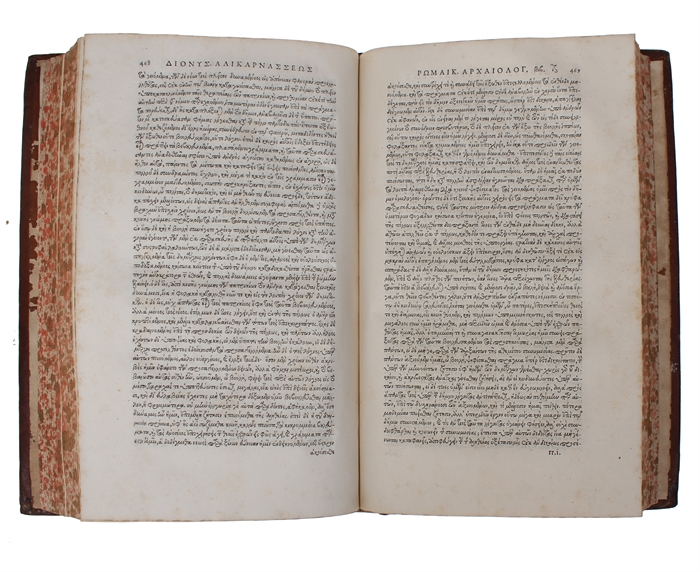 Romaikes Archaiologias Biblia Deka (in Greek). Antiquitatum Romanarum. Lib. X. Ex Bibliotheka Regia. + Peri Syntheseos Onomaton pros Roufon (in Greek). De compositione, seu orationis partium apta inter se collectione, ad Rufum.