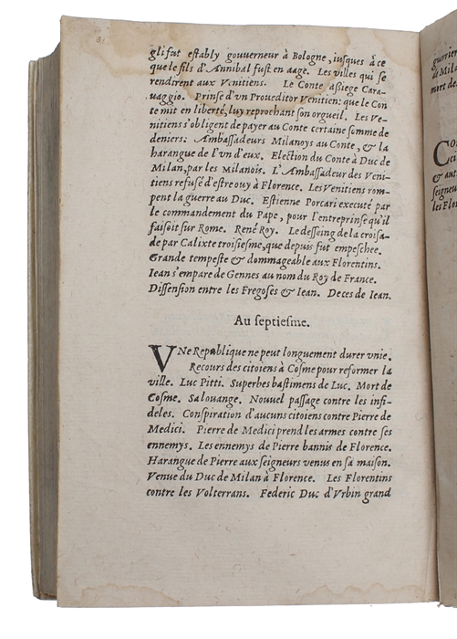 Histoire florentine de Nicolas Machiavel citoien et Secretaire de Florence. Nouvellement traduicte d'Italien en Francois, Par le Seigneur de Brinon Gentil-homme ordinaire de la chambre du Roy.