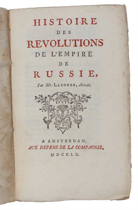 Histoire des révolutions de l'Empire de Russie.