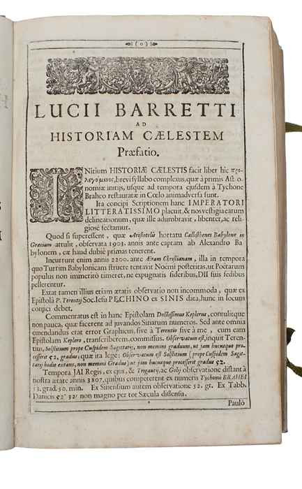 Historia Coelestis. (on verso of title-page:) Ex libris commentariis manu-scriptis observationum vicennalium. 2 Parts. 