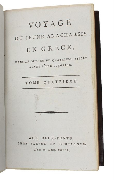 Voyage du jeune Anacharsis en Grèce vers le milieu du quatrième siècle avant l'ère vulgaire. 9 vols.