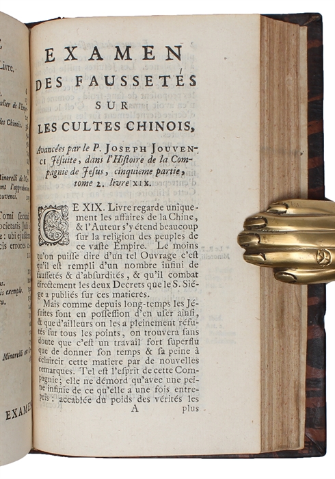 Recueil de pièces touchant l'histoire de la Compagnie de Jésus, composée par J. Jouvenci, et supprimée par Arrêt du Parlement de Paris du 24 Mars 1713. Seconde édition revue, corrigée & augmentée [Petitpied] (+) Examen des faussetez sur les cultes ...