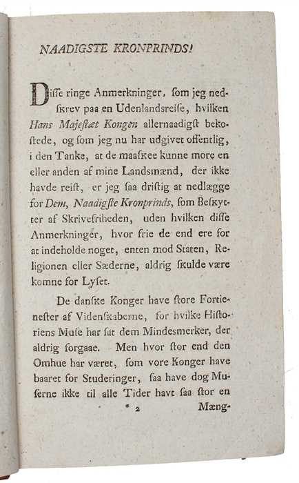 Udtog af en Dagbog holden i Aarene 1777-1780 paa en Reise igennem Tyskland, Italien, Frankrige og Holland. Første Deel, med Anhang af Anden Deel. (all).