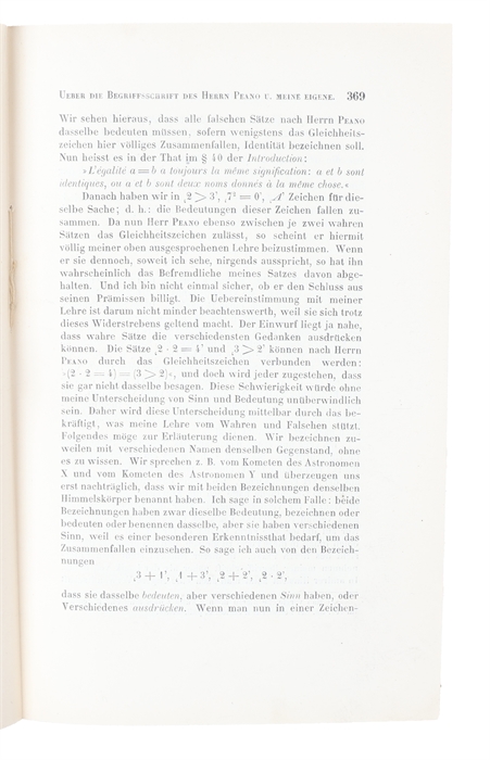 Ueber die Begriffsschrift des Herrn Peano und meine einige. (In: Verhandlungen der Königlich Sächsischen Gesellschaft der Wissenschuften zu Leipzig, volume 48, pp.362-378.)