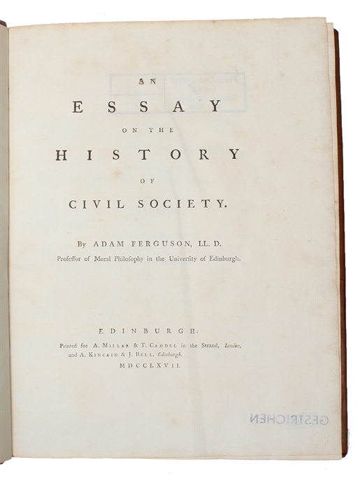 An Essay on the History of Civil Society. 