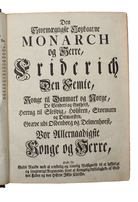 Biblia, det er Den gandske Hellige Skriftes Bøger, ved Hans Kongel. Majests. Vor Allernaadigste Arve-Herres Kong Friderich den Femtes christlige Omsorg, (...)