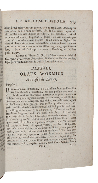 Olai Wormii et ad eum Doctorum virorum Epistolæ. 2 vols.