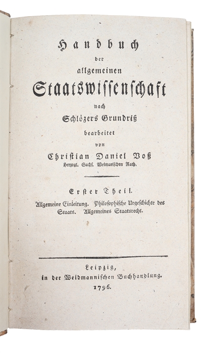 Handbuch der allgemeinen Staatswissenschaft nach Schlözers Grundriss. 6 vols. 