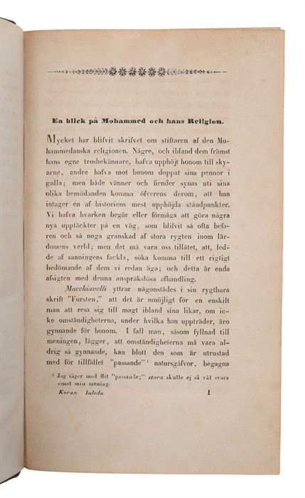 Koran öfversatt från arabiska originalet, jemte en historisk inledning af Fredrik Crusenstolpe, konsulat-sekreterare vid kongl. konsulatet i Marocko.