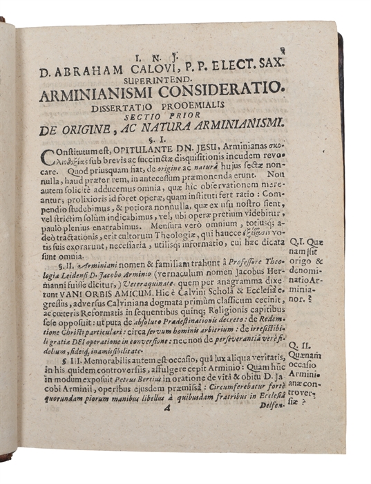 Consideratio Arminianismi, sententiam novellae sectae de omnibus religionis Christianae capitibus... Editio tertia correctior (+) Specimen controversiarum Belgicarum, seu, Confessio ecclesiarum Reformatarum in Belgio.