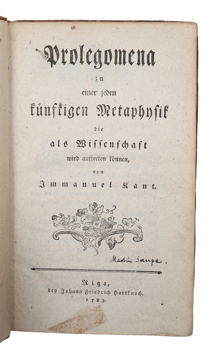 Prolegomena zu einer jeder künftigen Metaphysik die als Wissenschaft wird auftreten können.