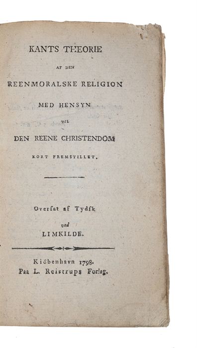 Kants Theorie af den reenmoralske Religion med Hensyn til den reene Christendom kort fremstillet. (i.e. "Theorie der reinmoralischen Religion").