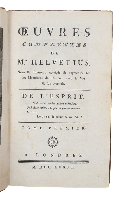 Oeuvres complettes. Nouvelle edition, corrigee et augmentee sur les manuscrits de l'auteur, avec sa vie et son portrait. 5 vols. 
